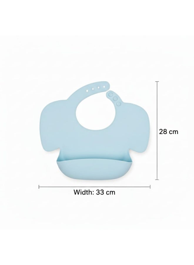Wing-Style​Wide Food Catcher: A sturdy 3D pocket that stays open to collect crumbs and liquids, keeping the feeding area clean. Silicone Baby Bib for Extra Shoulder Coverage - CPC & EN14372 Certified - 1 Pc - Image 4